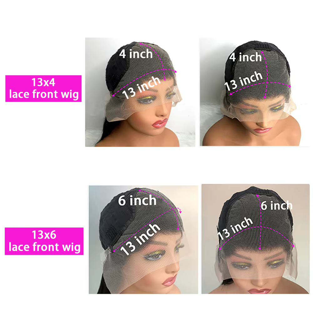 Perruques en cheveux humains ondulés 13x4 avec dentelle frontale, densité 200%, 40 pouces, mèches 4/