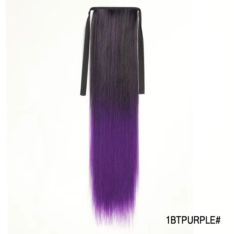 Extensions de cheveux queue de cheval 20 pouces, lisses et soyeuses, à enrouler, synthétiques, pour