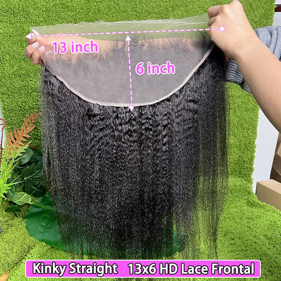 Kinky Straight 13x6 HD Lace Frontal 100% Cheveux Humains # Cheveux Vietnamiens Naturels Noirs 1B Pré