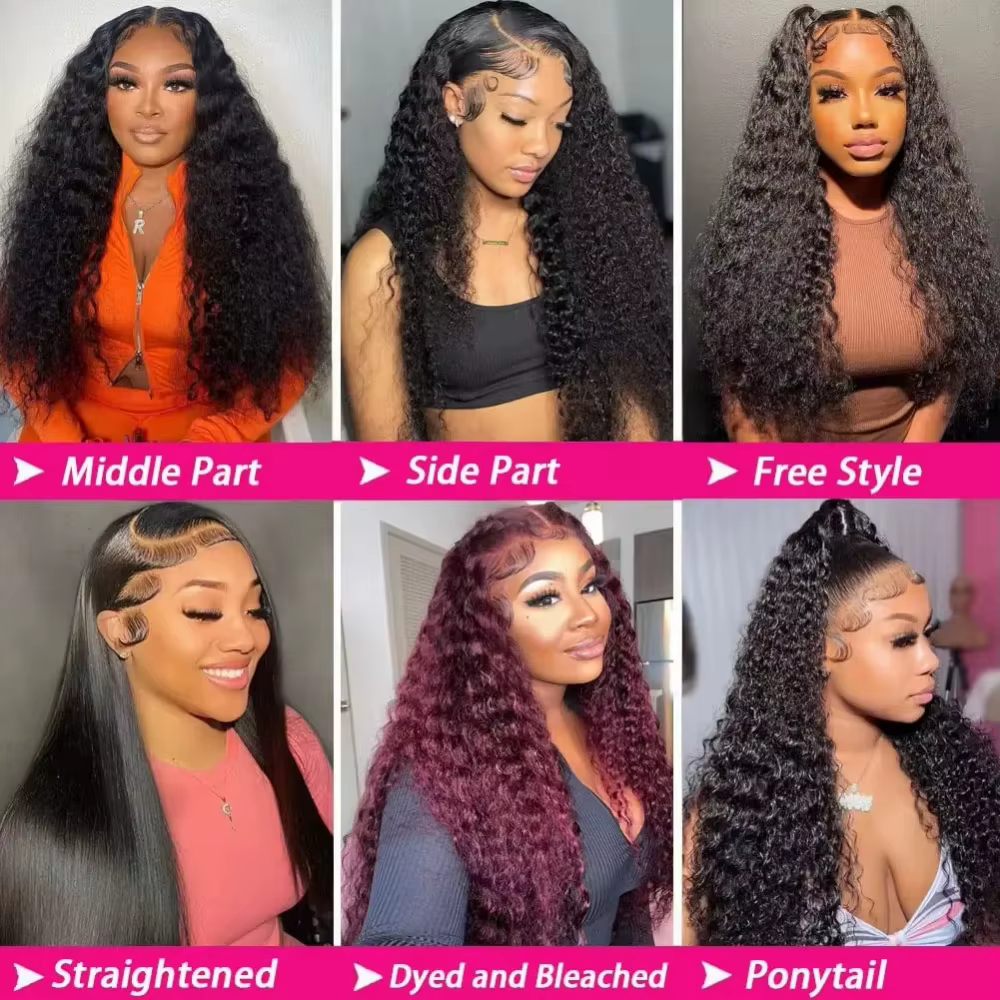 Perruque en cheveux humains 13x6 HD Lace Front Deep Wave, noir naturel, densité 200, pré-épilée, lig