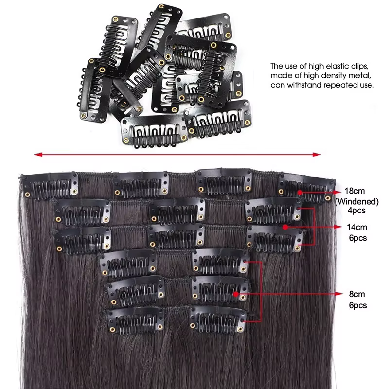 WIGSIN synthétique 6 pièces/ensemble 24 pouces Extensions de cheveux longs raides Clip-in résistant