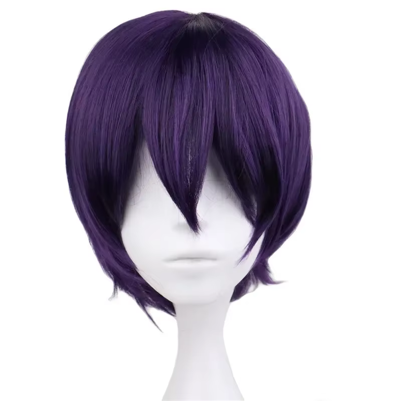 Itsuki Shikatani Yarichin B Club Cosplay Perruque, Frange Superposée Violette, Cheveux Synthétiques 