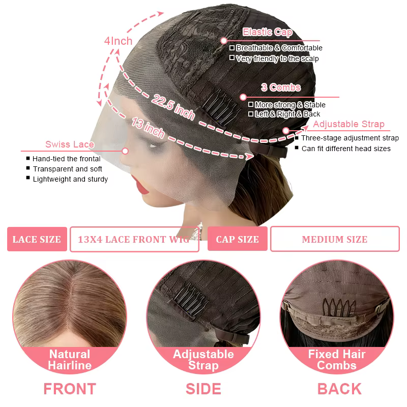 Perruque Lace Front Synthétique Ondulée Longue de 24 Pouces, Ombrée Blonde, Sans Colle, Pré-Pluckée