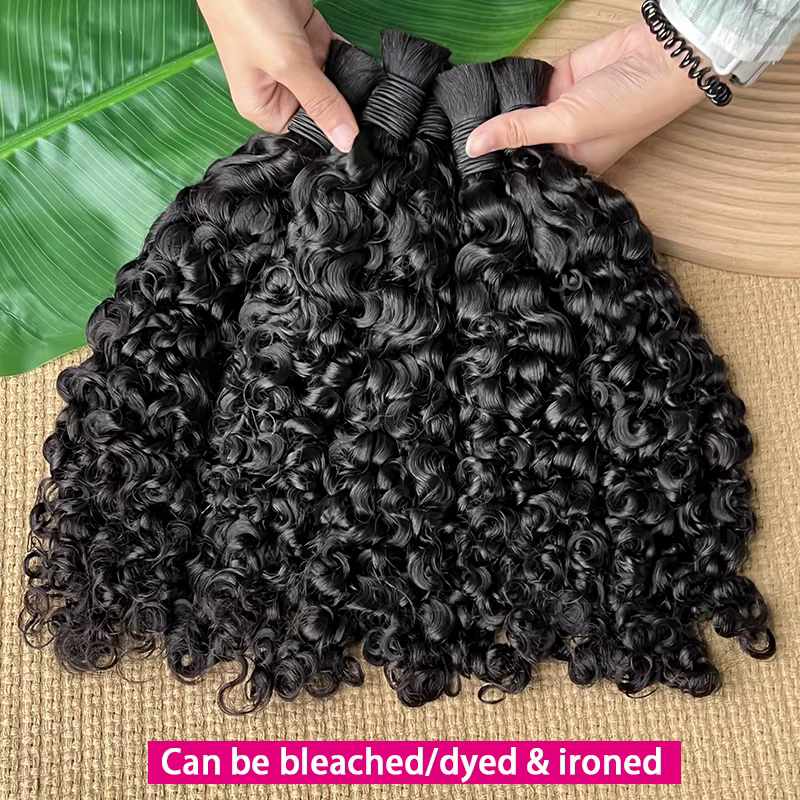 Cheveux humains en vrac bruts pour tresser en gros birmans bouclés Boho tresses Extensions de cheveu