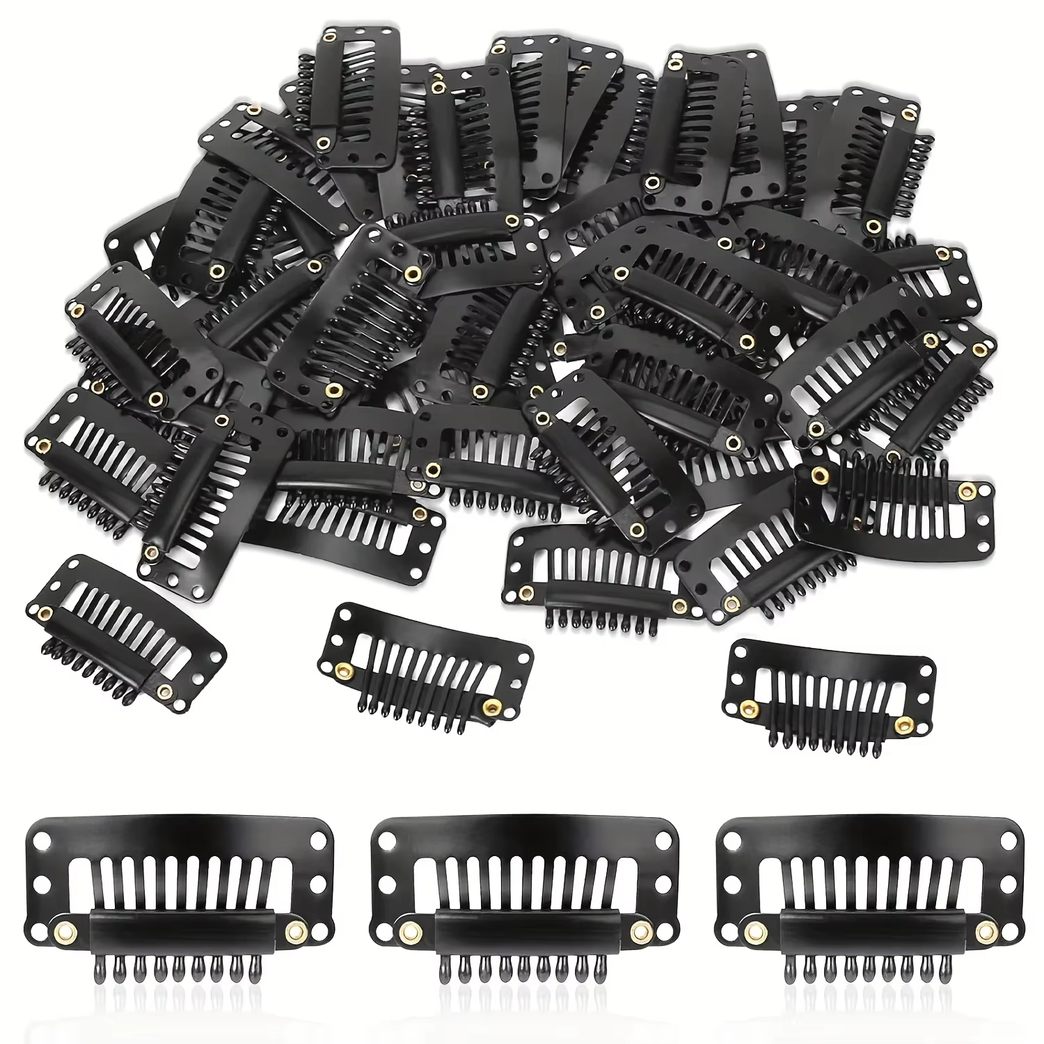 10-100 pièces Clips d'extension de cheveux outils de perruque 9 dents Clips de perruque Clips d'exte