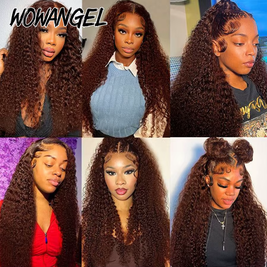 250% brun chocolat 13x6 HD Lace Front cheveux humains perruques 13x4 pleine frontale vague d'eau per