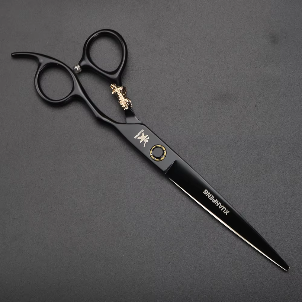 Ciseaux de coiffure XUANTENG de 7 pouces, noirs, avec système à roulement, ciseaux de barbier