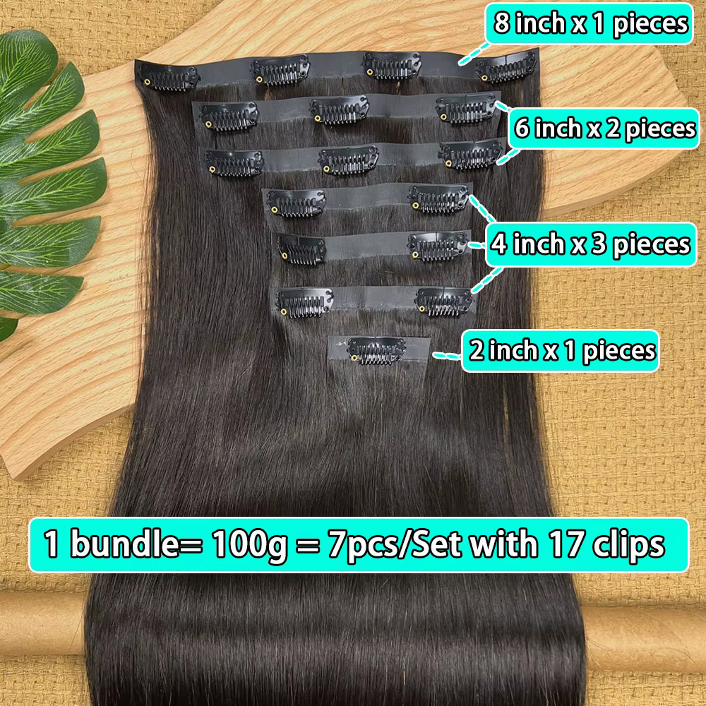 Extensions de cheveux vierges naturels à clipser, cheveux humains vietnamiens lisses, noirs naturels