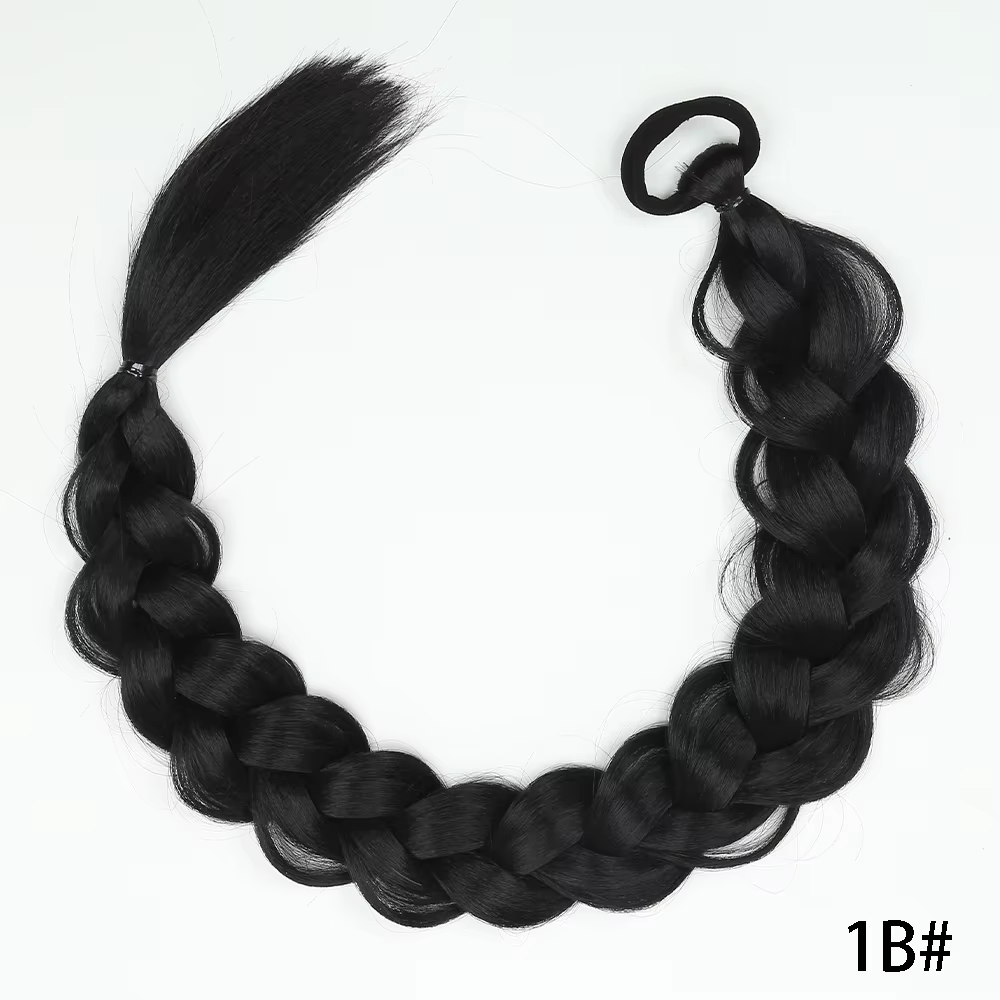Extensions de queue de cheval tressées synthétiques longues torsadées avec élastique, Extensions de 