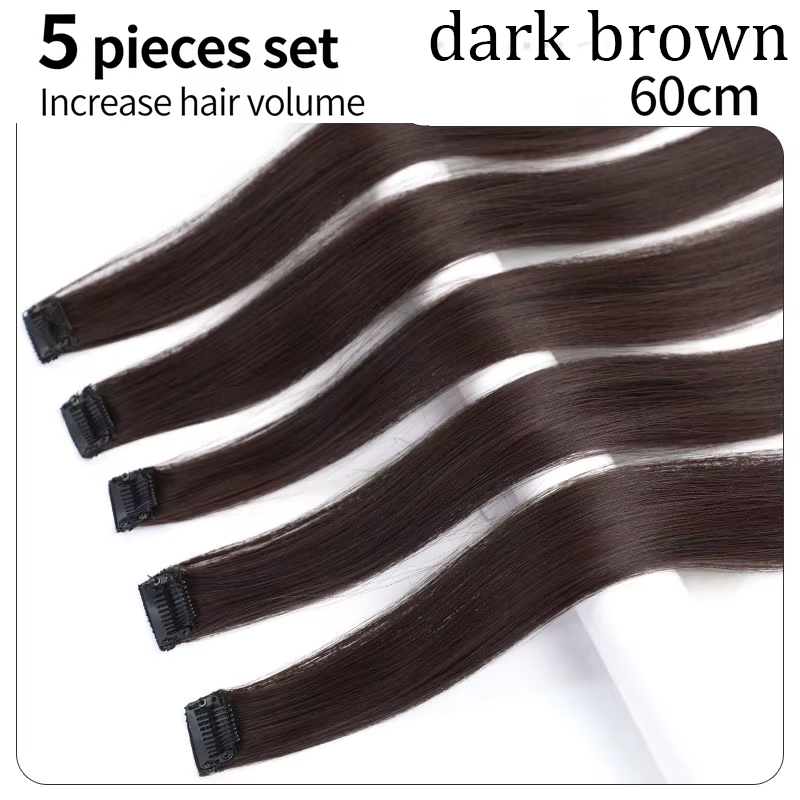 Extensions de cheveux à clipser de 60 cm, 5 pièces, cheveux humains pour ajouter du volume, synthéti