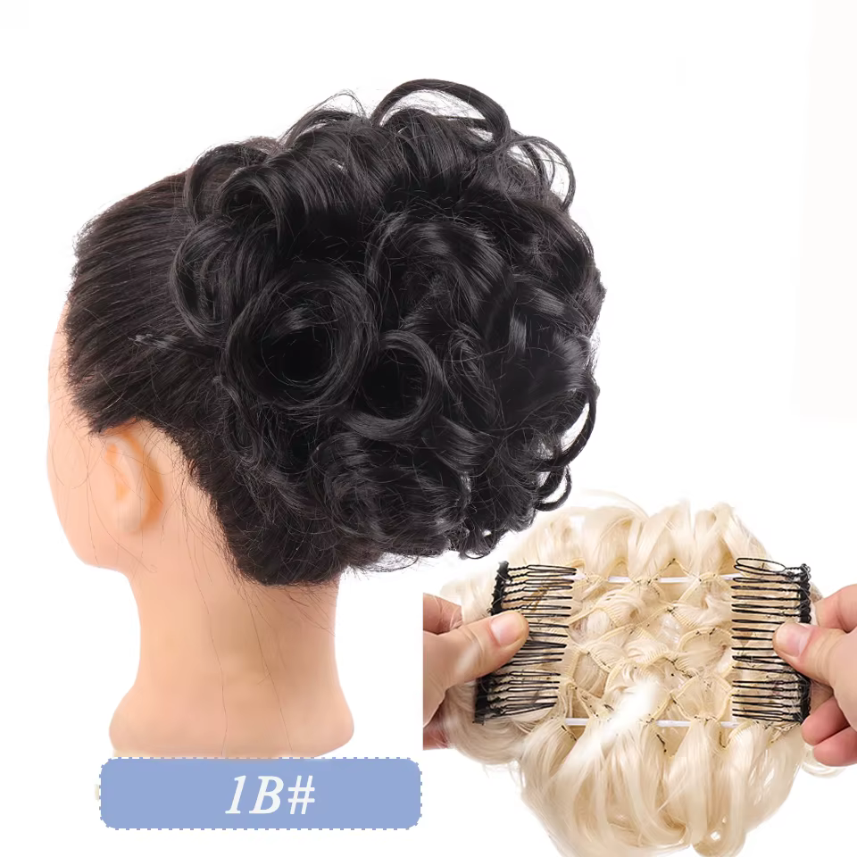 Extension de chignon à clipser synthétique pour femme, postiche désordonnée bouclée, faux chignon, n