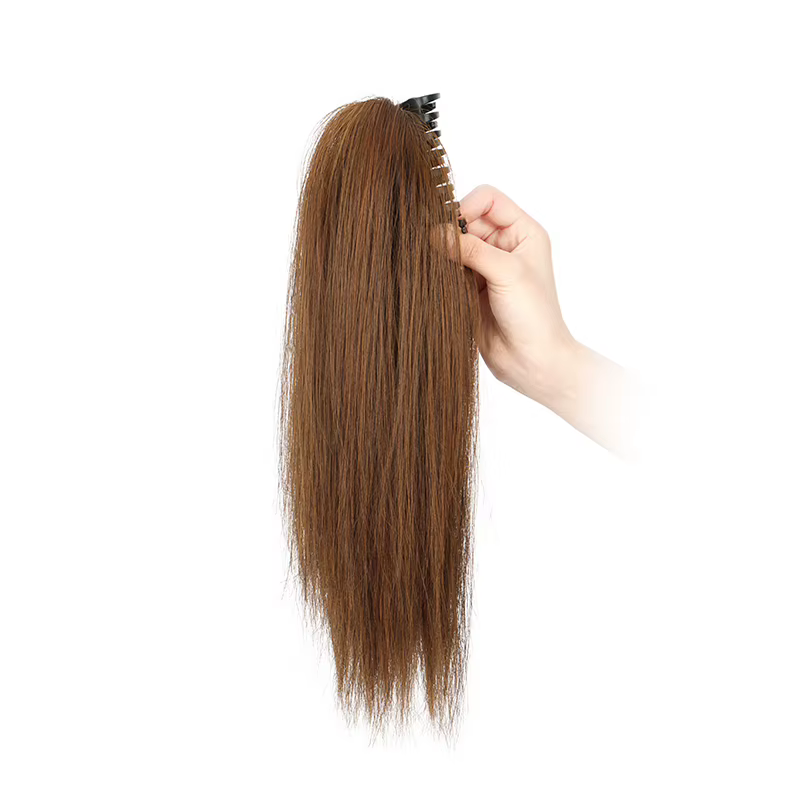 Extension capillaire synthétique courte et lisse de 14 pouces, postiche moelleuse de longueur moyenn