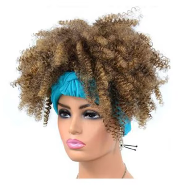 Perruque Afro Bouffante avec Frange pour Femme Noire, Chignon Court, Crépu, Bouclé, Ananas, Extensio