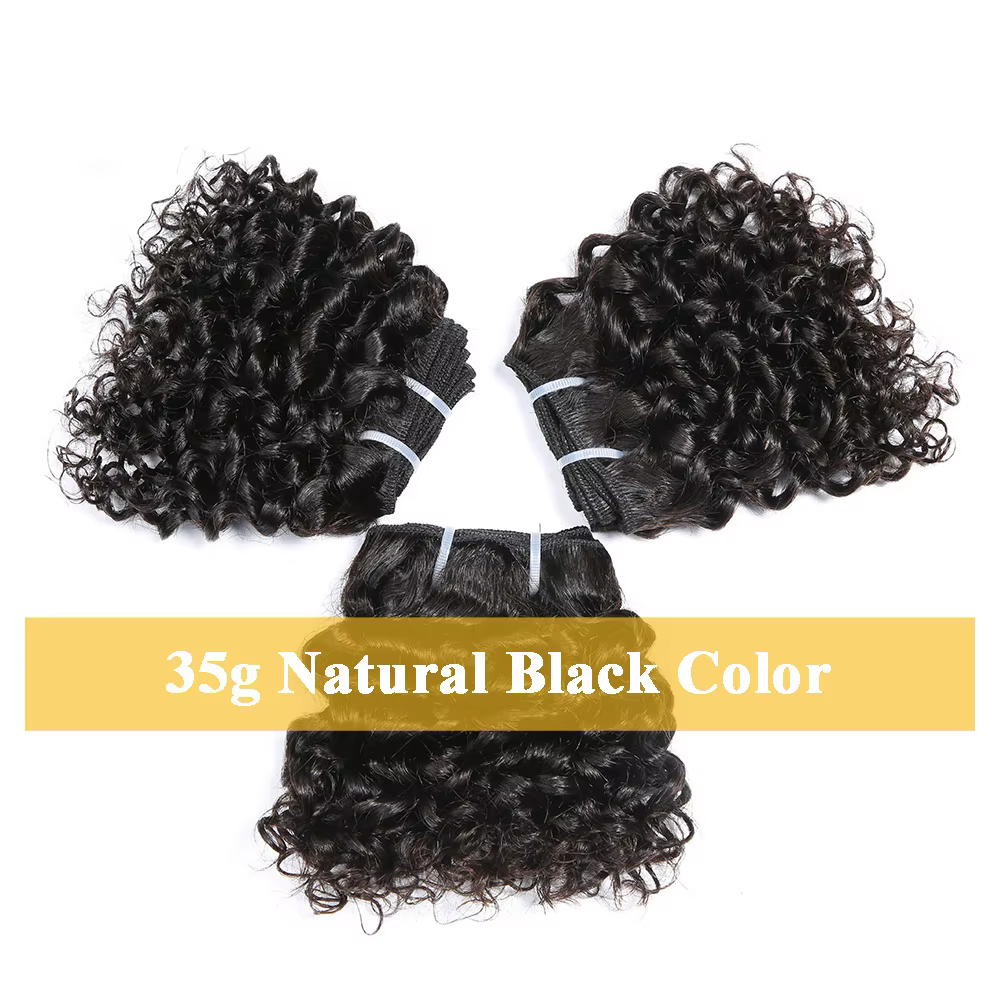 Code Calla rebondissant cheveux bouclés paquets Double tirage indien 6 pouces coupe courte Remy Exte