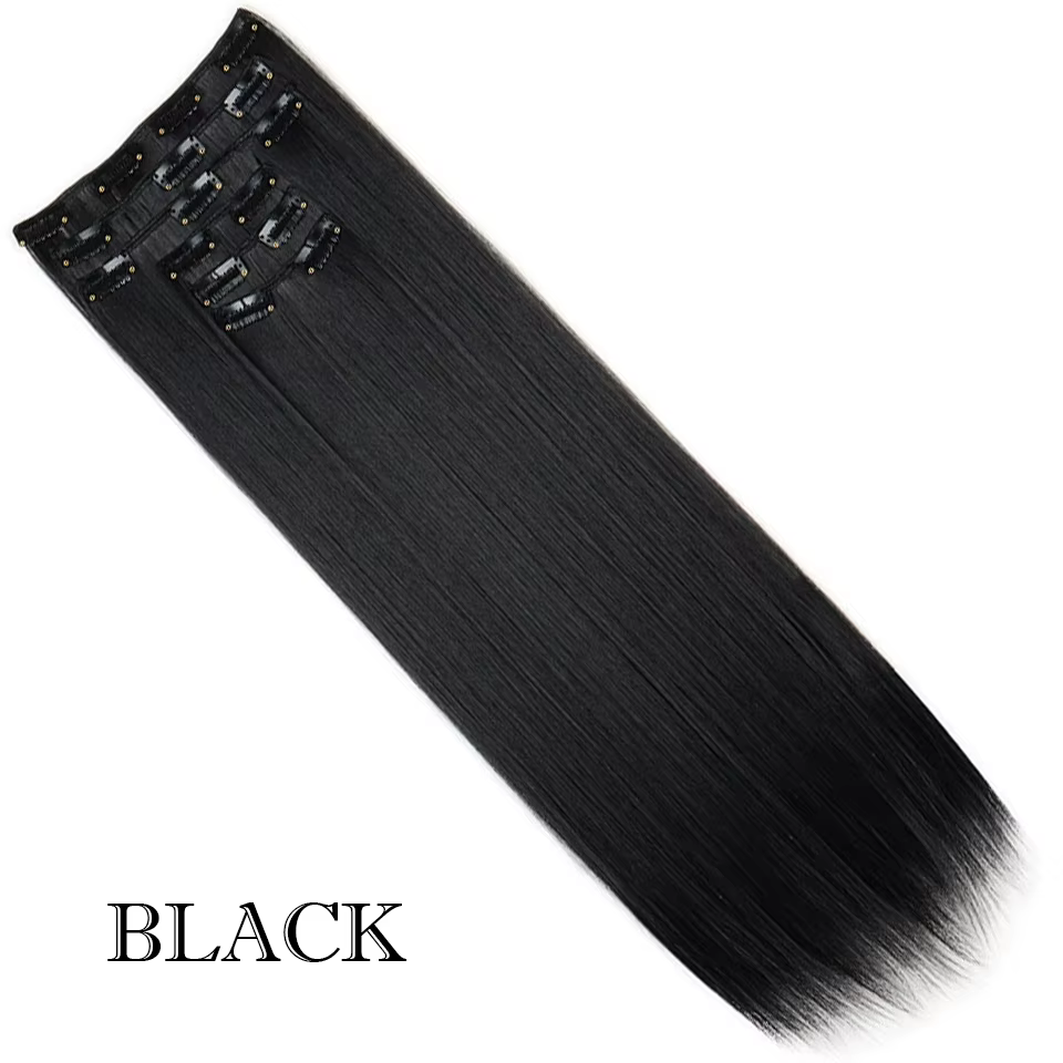 Extensions de cheveux synthétiques à clipser, mèches blondes longues et lisses, postiches complètes 