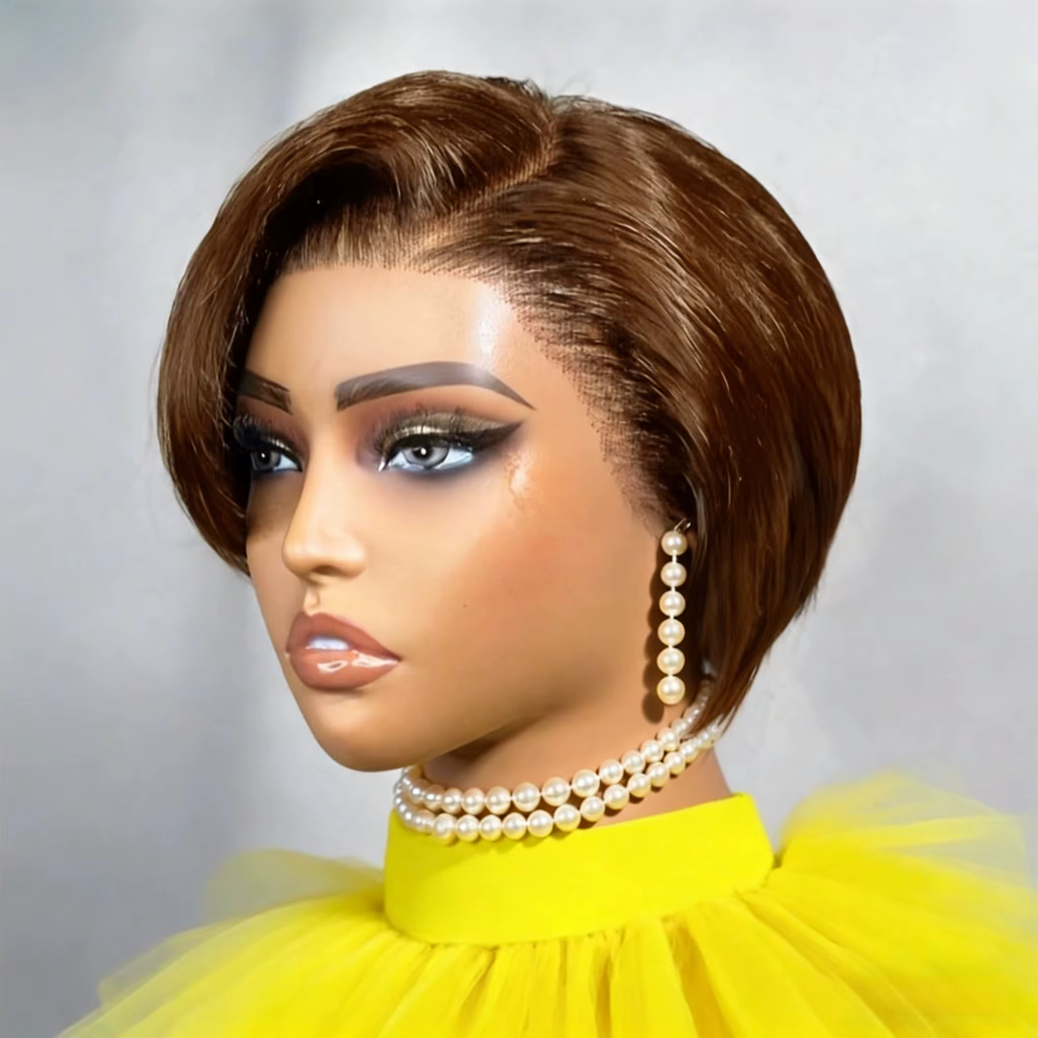 Perruque coupe lutin cheveux humains 13x4 perruques avant de dentelle 8 pouces perruques courtes Bob