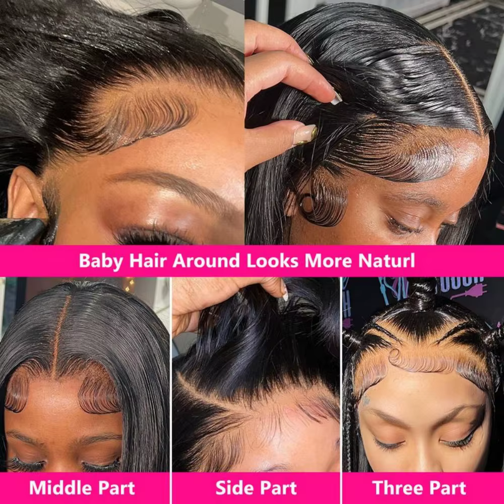 Perruque Lace Frontal Wig brésilienne naturelle, cheveux humains, Body Wave, densité 250%, 13x4, 13x
