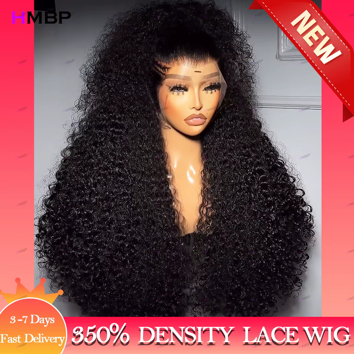 Perruque Lace Frmeds Wig 250 Remy brésilienne, cheveux crépus bouclés, 13x6, pre-plucked, sans colle