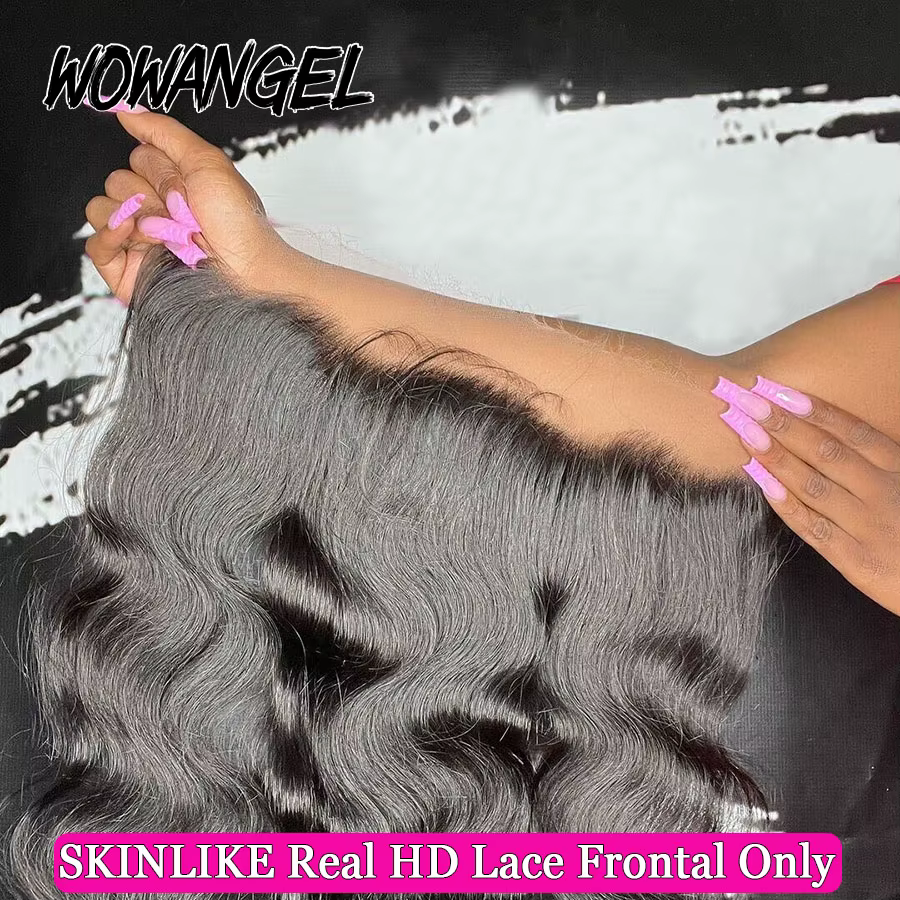 Wow Angel-Full Frmetals Only Body Wave pour femme, cheveux humains en dentelle HD invisible, partie 
