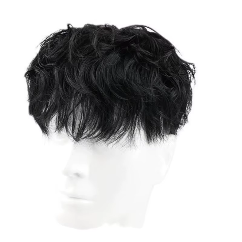 Cheveux humains hommes toupet naturel noir pièce de cheveux tête haut bloc de réparation front Exten
