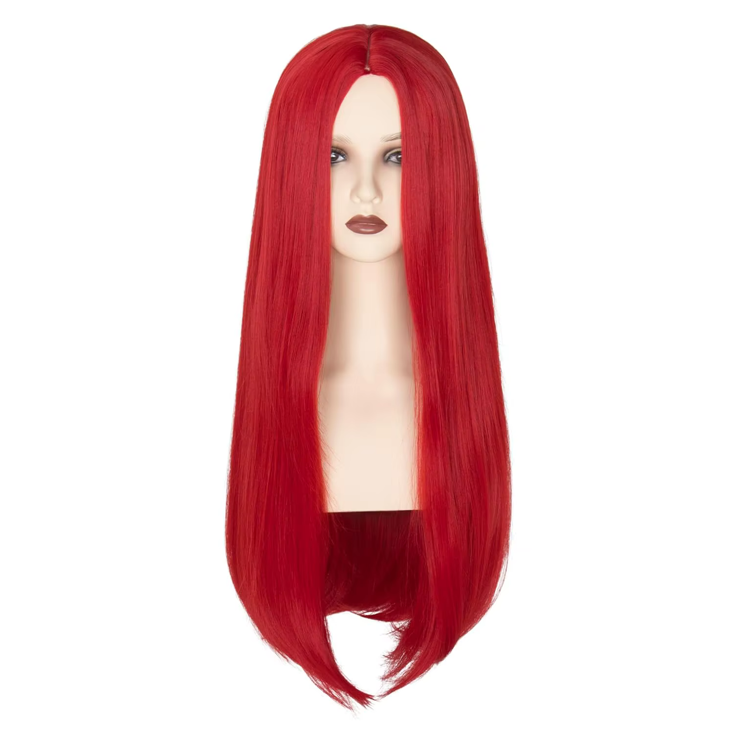 Perruques rouges pour femmes, 26 pouces de long, cheveux raides rouges, raie au milieu, synthétiques