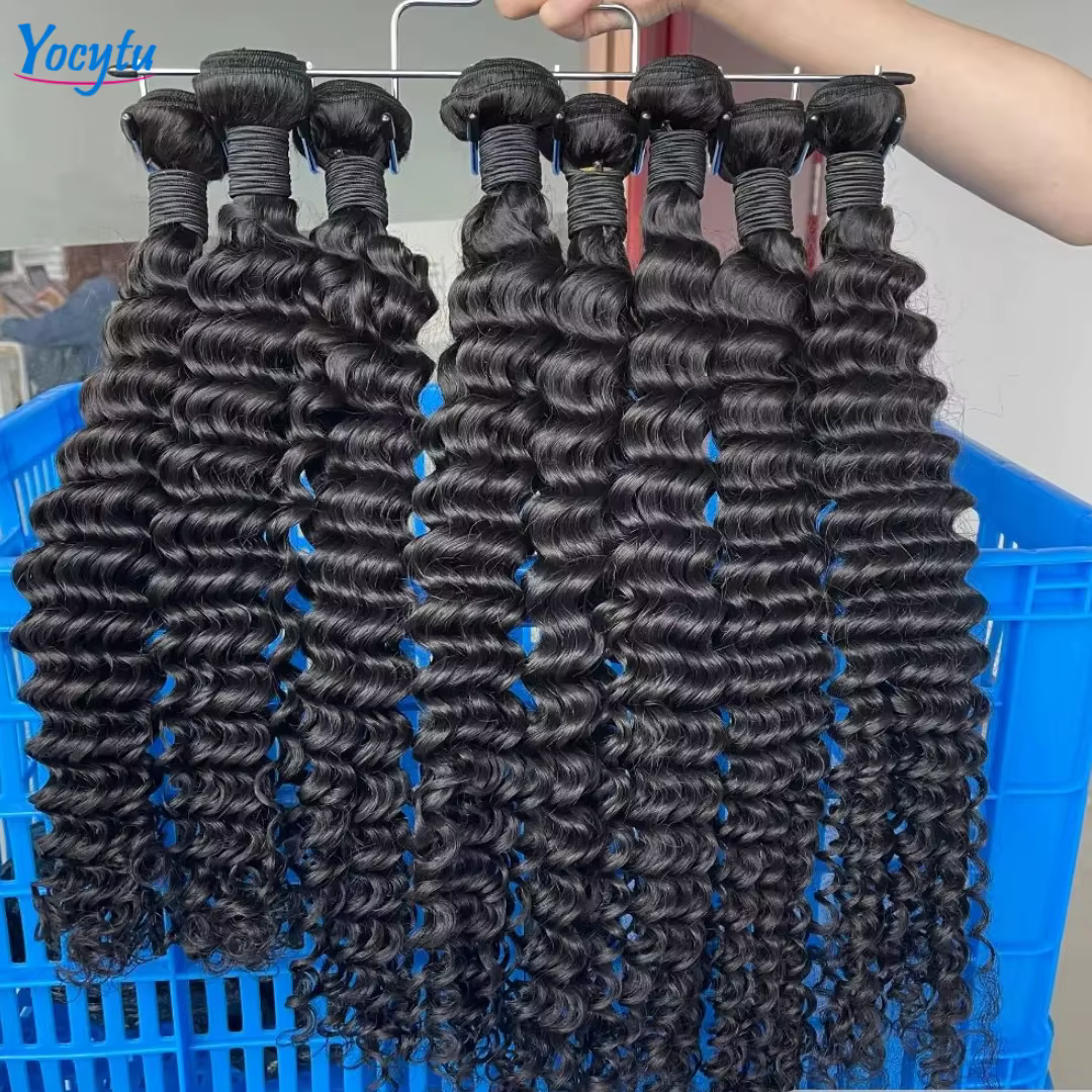 Deep Wave Tissage Humain Hair 24 24 24 Pouces Tissage Brésilien 100% Cheveux Humain YOCYTU Meche Tis