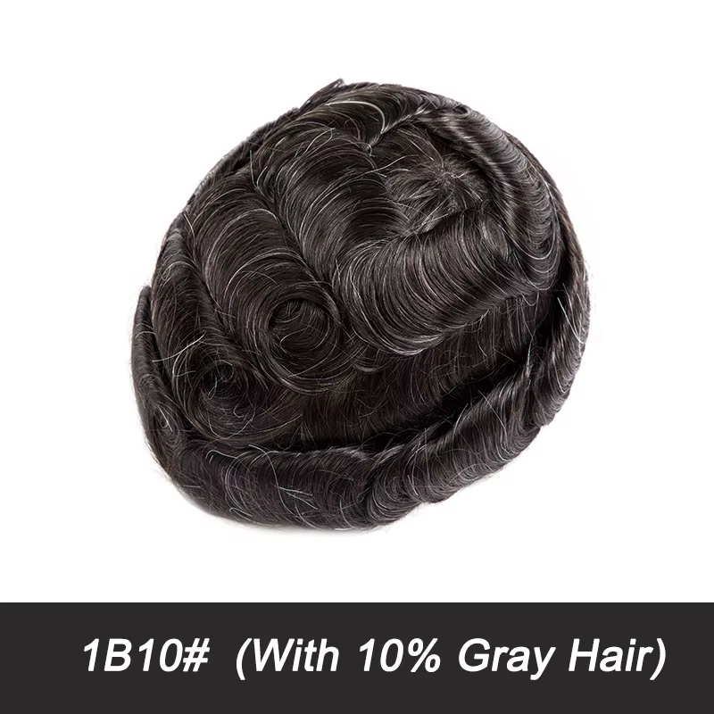Prothèse capillaire pour homme en dentelle française, mono-top, noire, respirante, accessoires capil