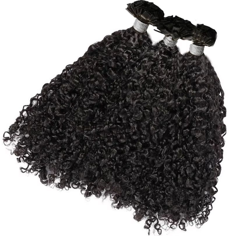 Extensions de cheveux humains bouclés à pointe plate, pointe en U, pré-collées, Extension de cheveux
