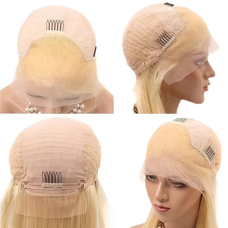 Perruques Courtes Blondes 613 Bob de 8 à 14 Pouces en Cheveux Humains avec Dentelle Frontale pour Fe