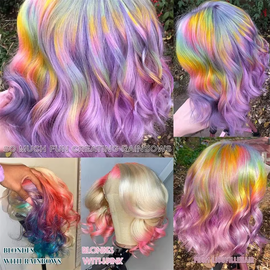 Perruques Courtes Bob Blond Miel 613 avec Dentelle Frontale 13x6, 100% Cheveux Humains, Fermeture Dr