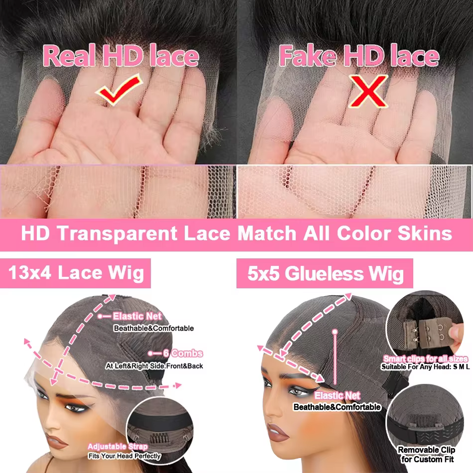 # 4/350 mettre en évidence gingembre brun court Bob perruque cheveux humains droite 13x4 HD Transpar