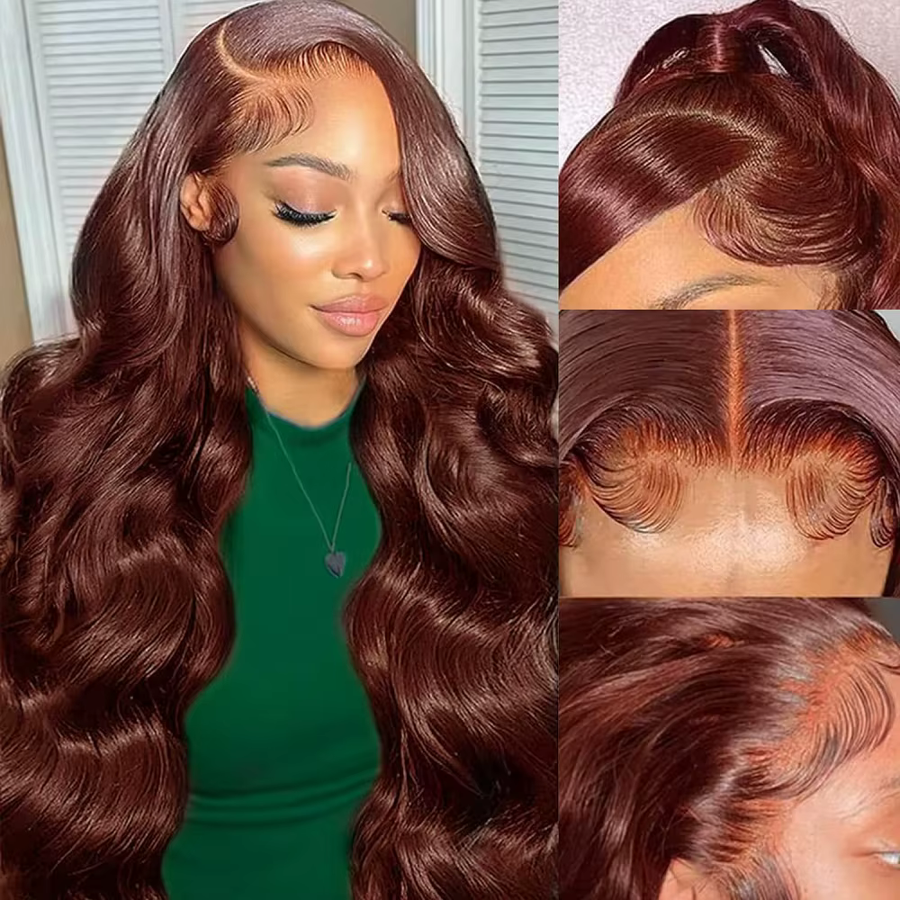 Perruques en cheveux humains Lace Front Body Wave 13x4, densité 200, couleur chocolat # 4 perruques