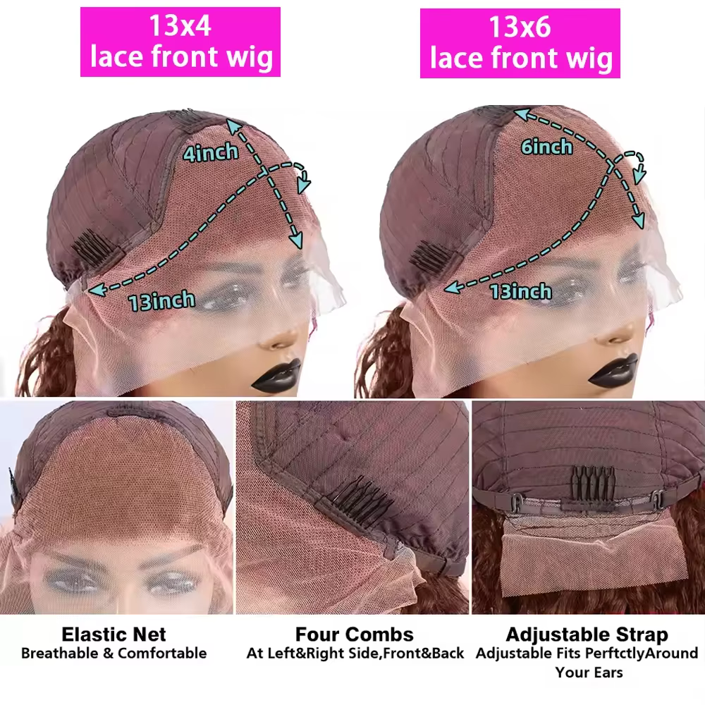 46 pouces # Perruque en cheveux humains brun chocolat, lisse, avec dentelle frontale HD 13x6, densit