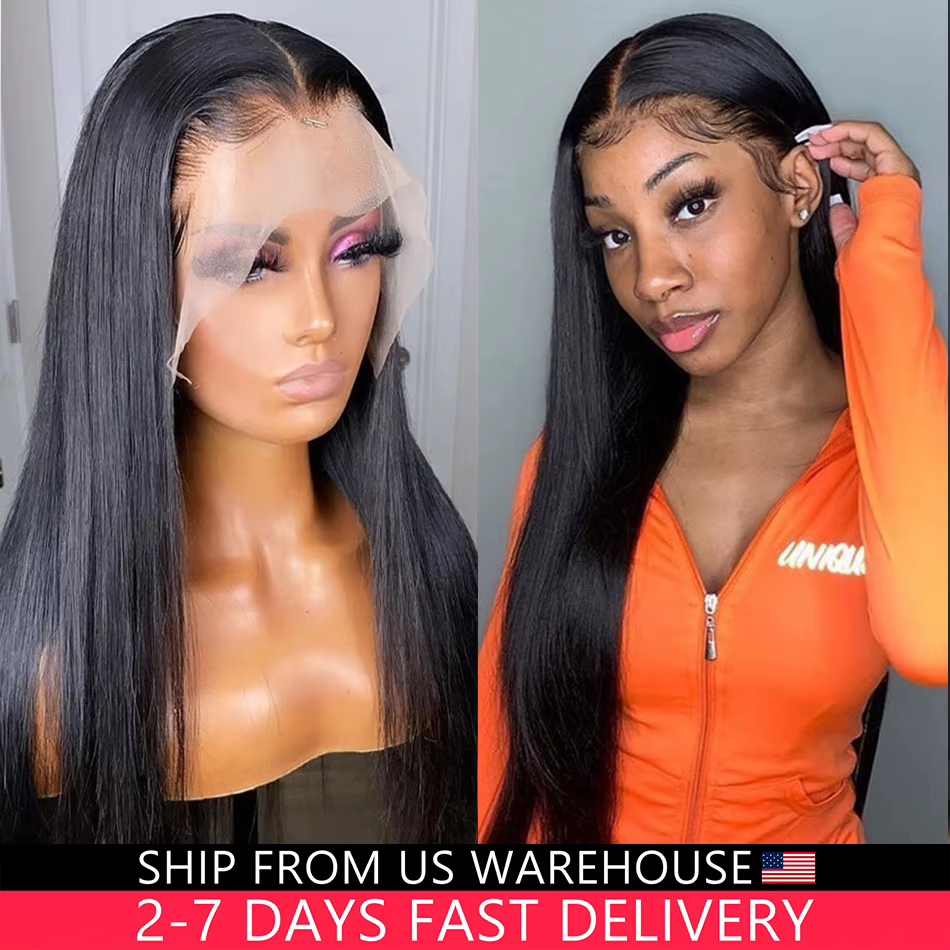 Perruque Lace Front Wig Naturelle Lisse, Cheveux Humains, 13x6, 13x4, 360 HD, 5x5, 6x4, 4x4, Closure