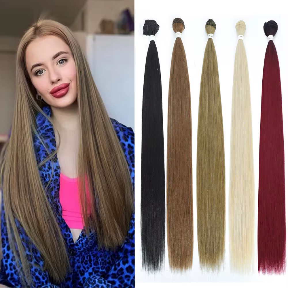 YunRong – tissage synthétique lisse Super Long, Extension capillaire, faux Yaki, tissage de cheveux
