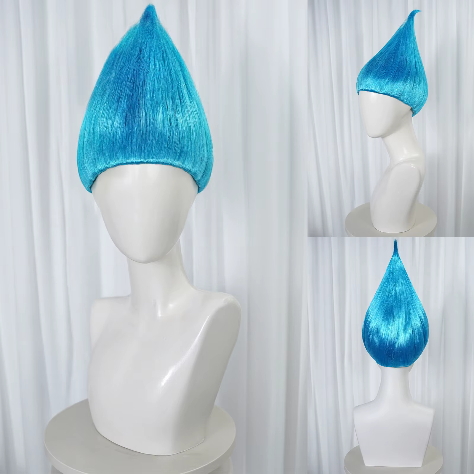 Perruque bleue synthétique pour fête d'Halloween, perruque de cosplay drôle pour hommes et femmes ad