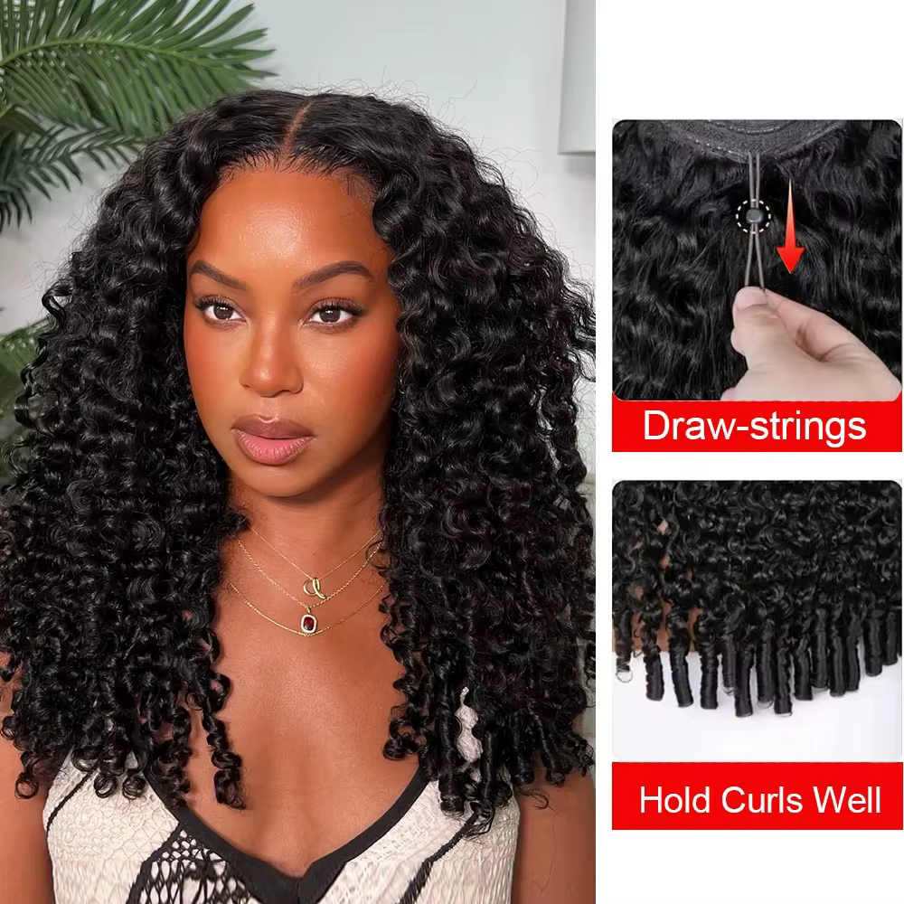 250% perruques sans colle cheveux humains birman bouclés bandeau perruque mise à niveau 3 en 1 demi-