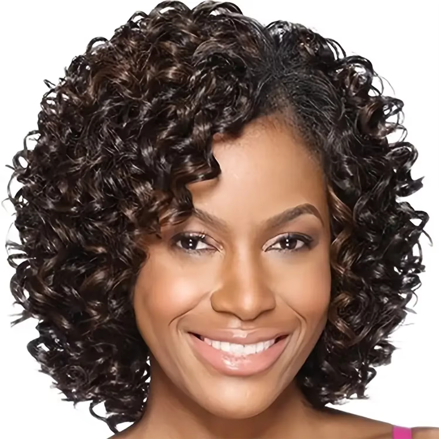 Perruque Afro bouclée d'apparence naturelle pour femmes, postiche rehausseur de boucles synthétiques
