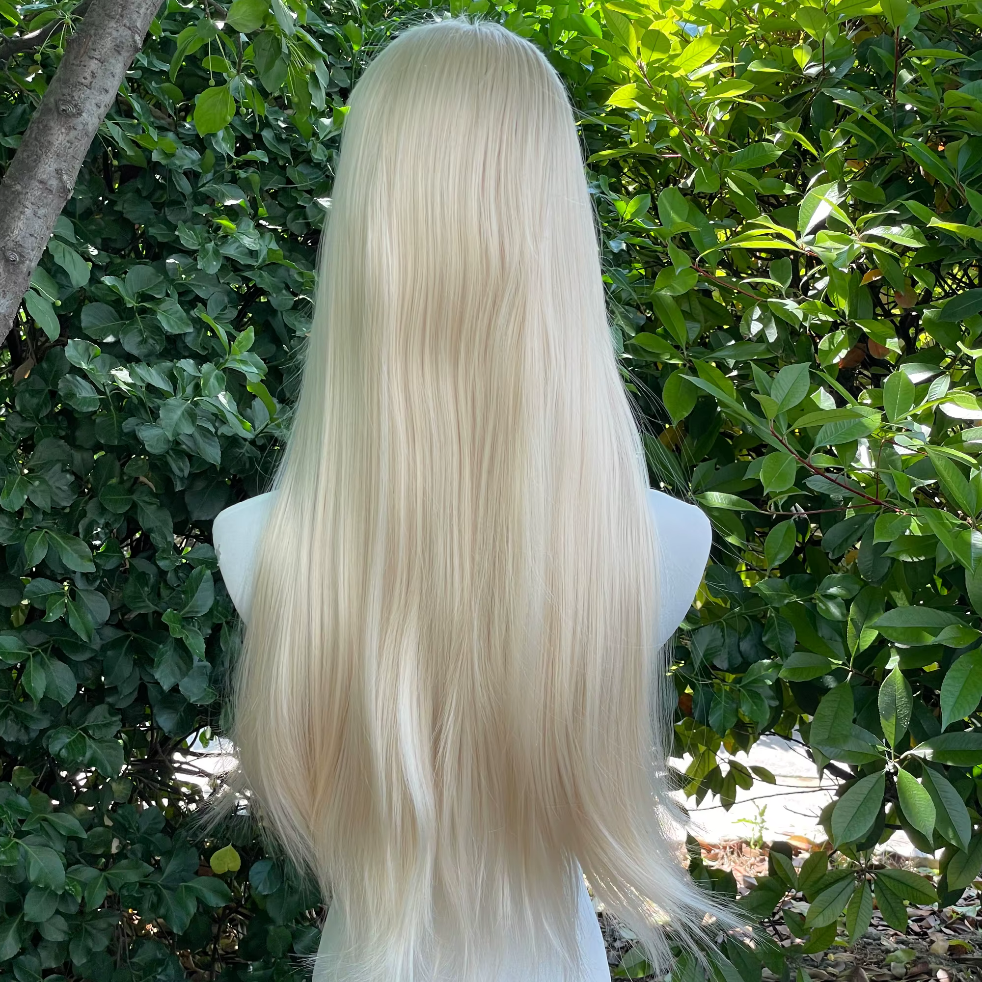 Perruque Lace Front Wig synthétique Blonde claire, 13x4, 26 pouces, longue et lisse, partie libre, d