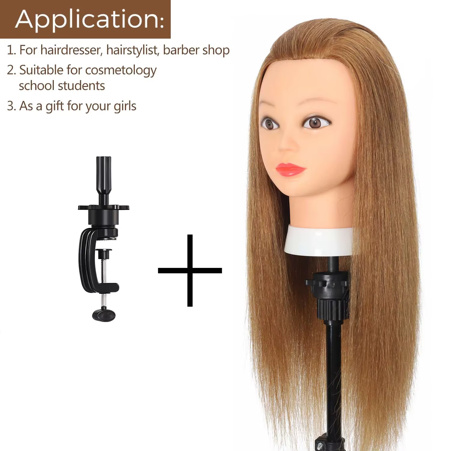 100% tête de Mannequin de cheveux réels avec cheveux humains coiffeur cosmétologie Mannequin Mannequ