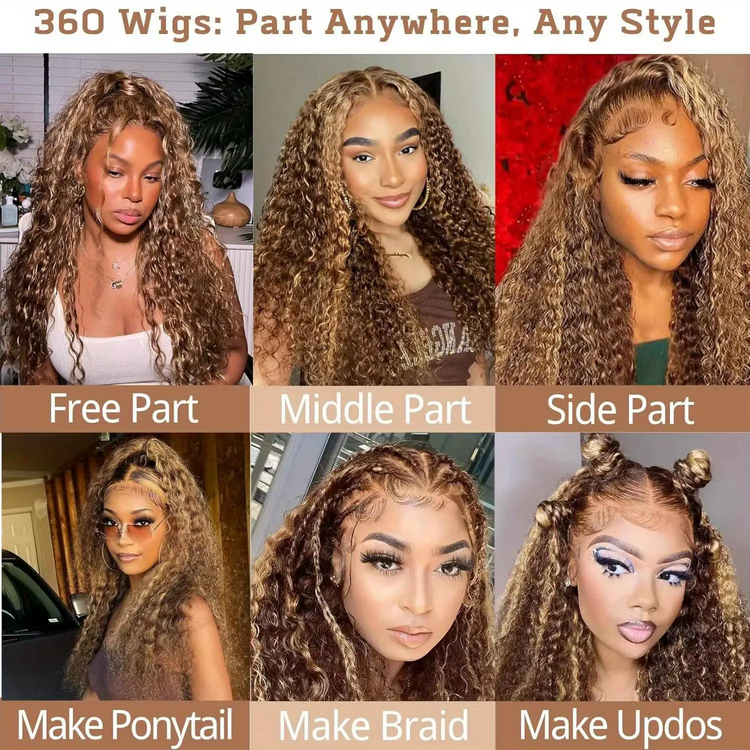 Perruque de cheveux humains bouclés pleine dentelle 360 Invisi sangle mettre en évidence perruque 13