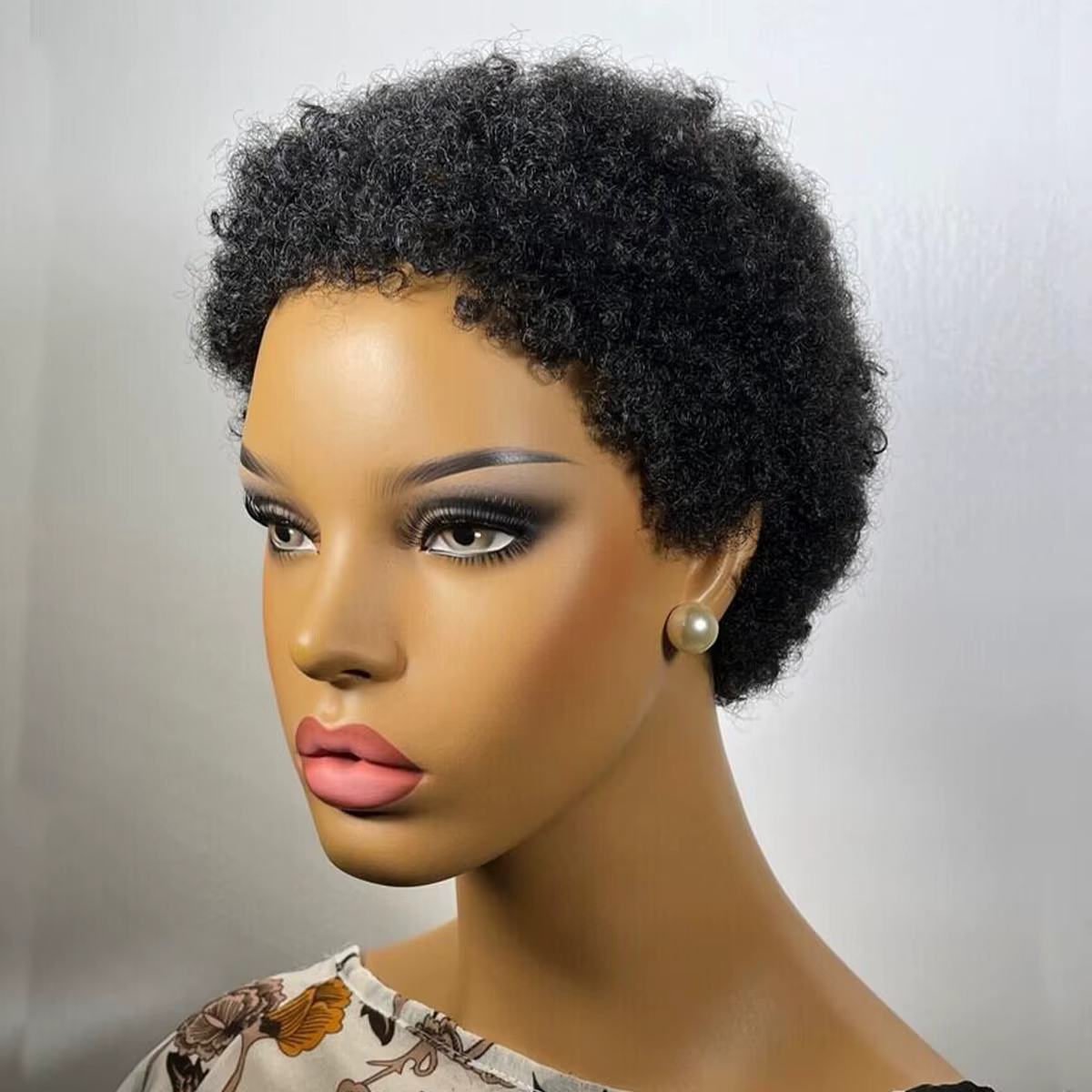Perruque afro courte crépue sans colle pour femmes noires, 100% cheveux humains, perruque afro court