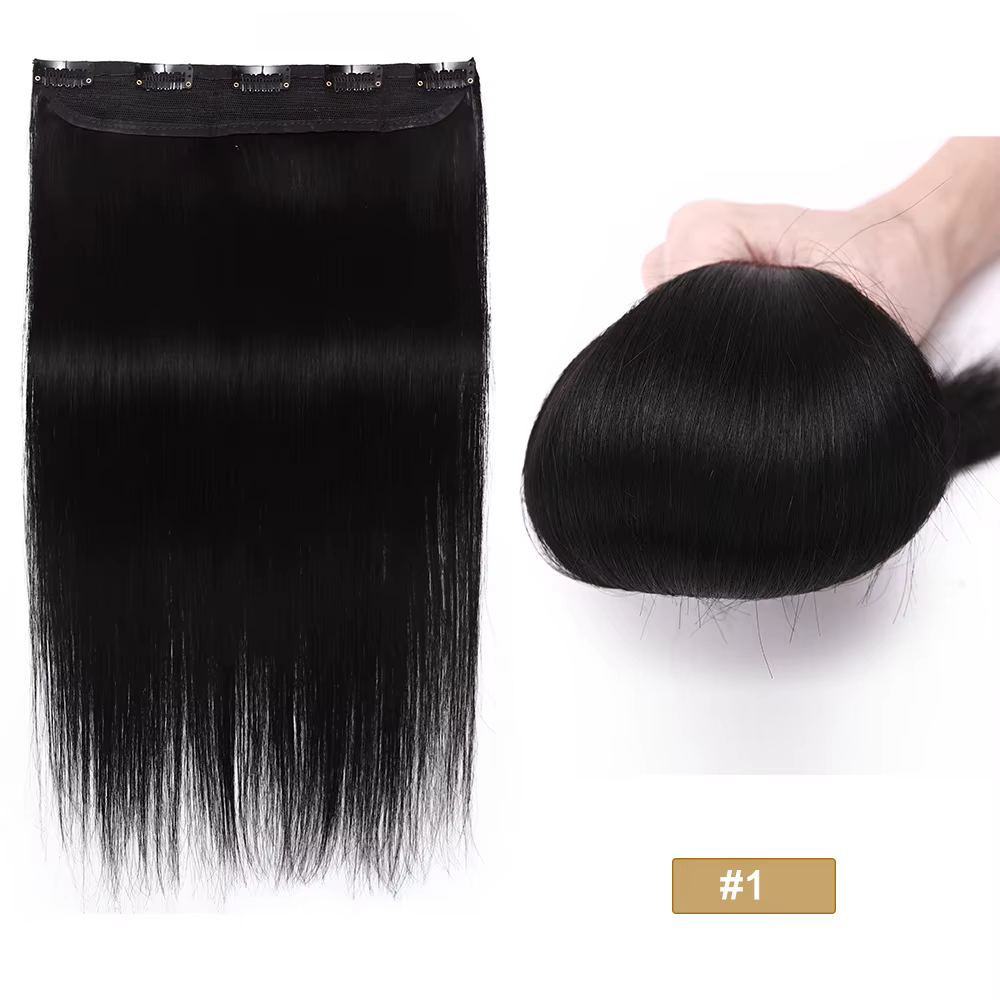 Extensions de cheveux humains à clipser pour femmes, 100% vrais cheveux humains, postiche droite nat
