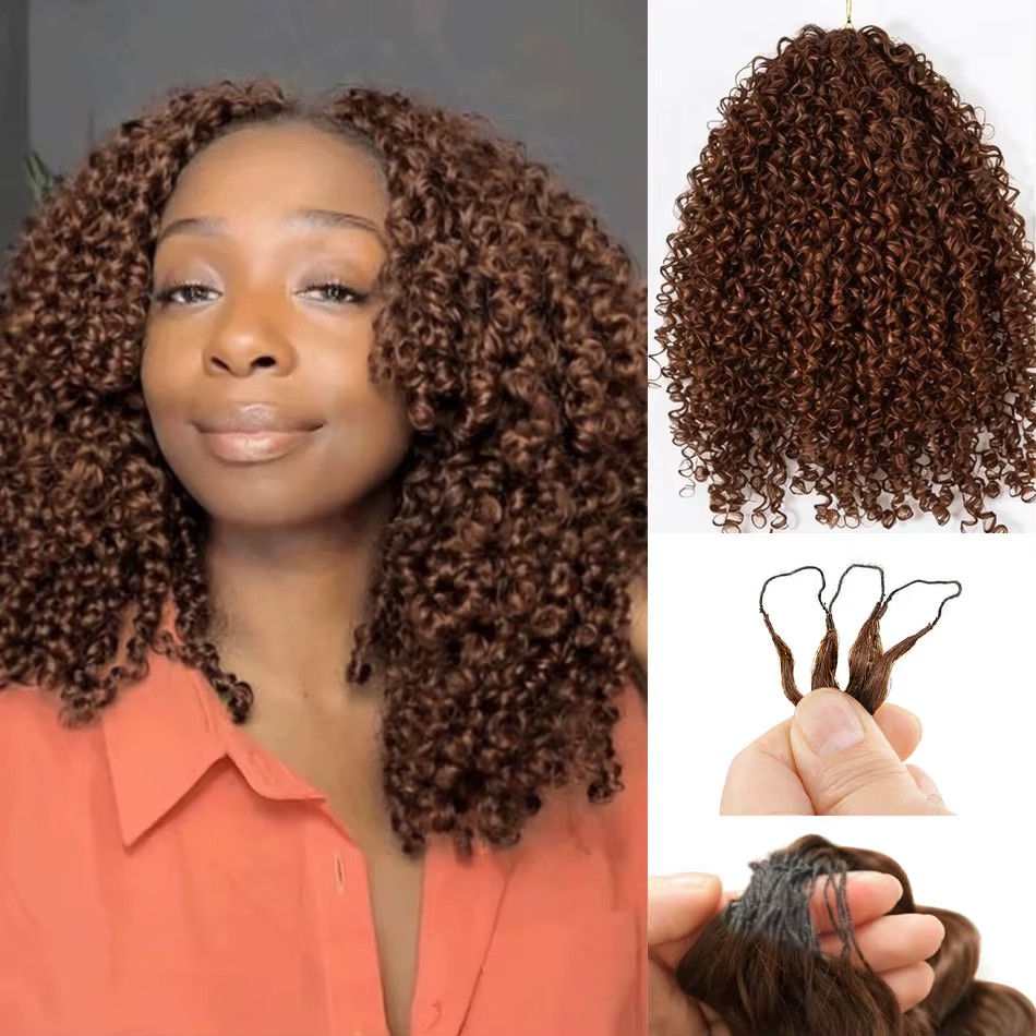 Cheveux humains bouclés en spirales petites, pré-séparés, sans nœuds, pour crochet – Miracle Knot # 
