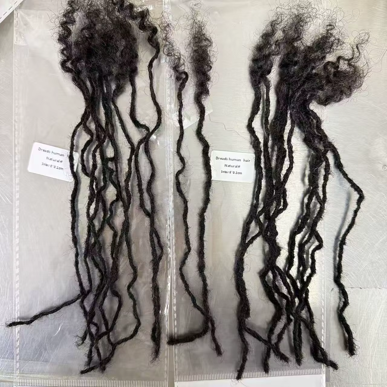 Extensions de dreadlocks personnalisées de 0,1 à 0,4 cm de largeur, faits à la main, en cheveux huma