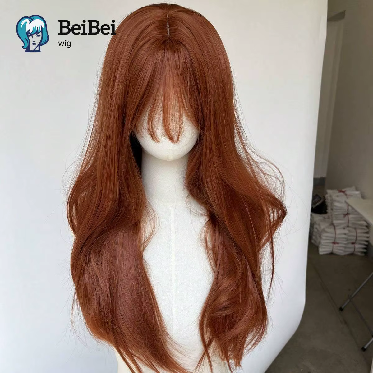 Perruque de fête de Cosplay longue et lisse au gingembre, perruque Wear and Go, filet en maille Rose
