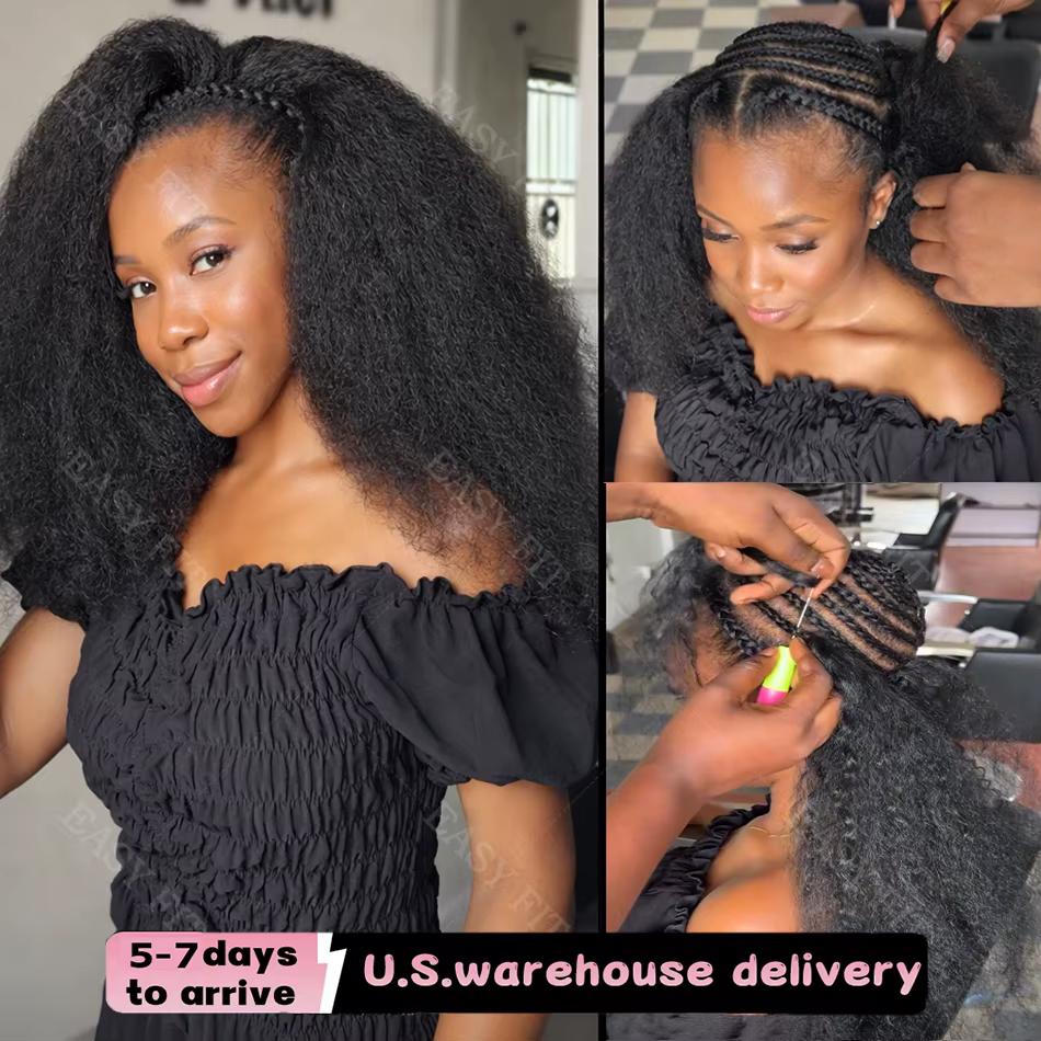 Cheveux humains Remy pré-séparés sans nœuds, style Kinky Straight, pour crochet, légers et réutilisa
