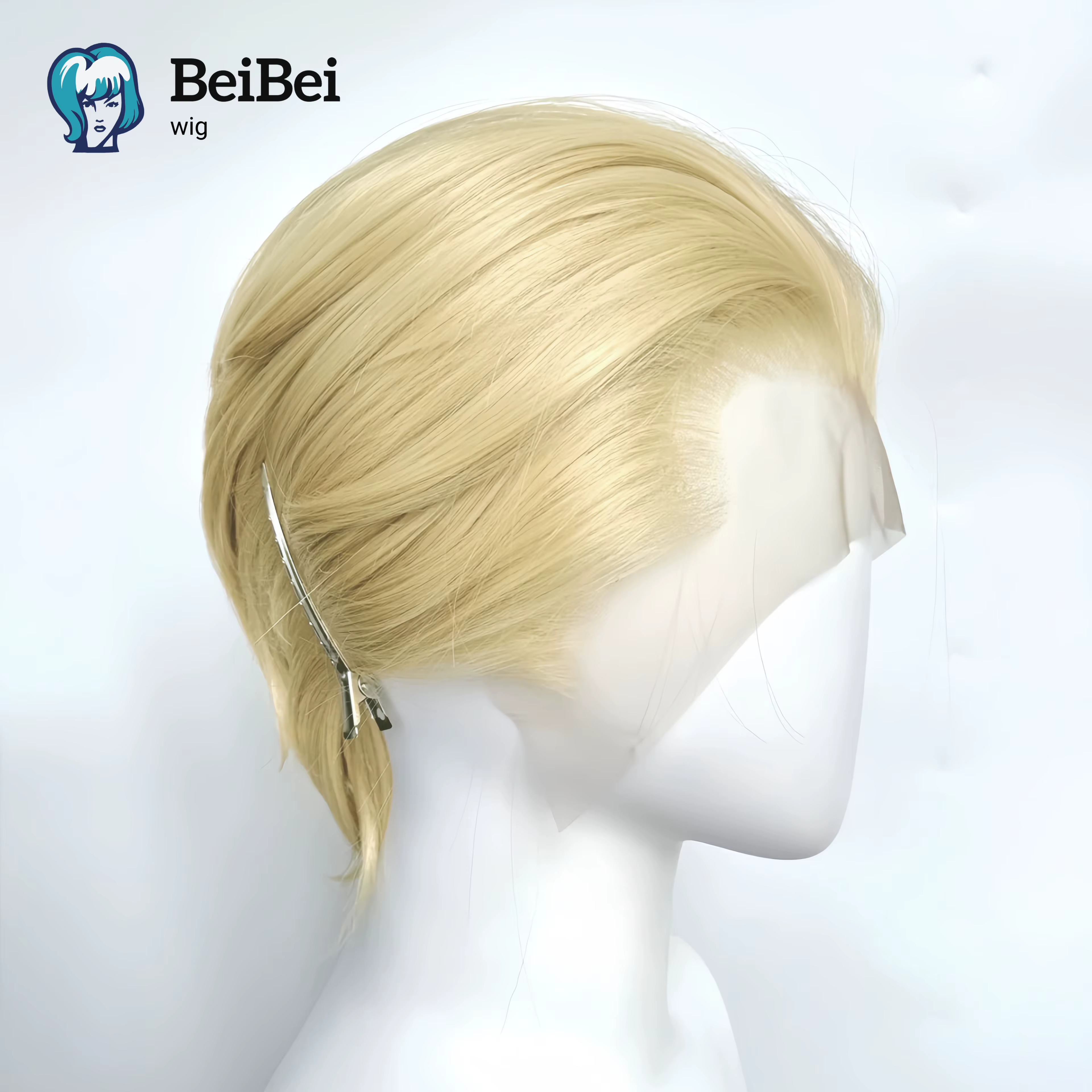 BeiBei – perruque Lace Front Wig synthétique courte noire, 8 pouces, 13x4, Blonde argentée, en Fiber
