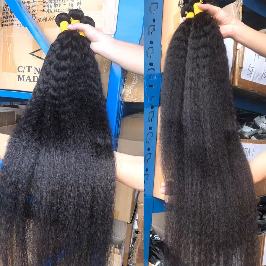Extensions de cheveux humains vierges bruts péruviens, lisses et crépus, tissage à coudre, 3 à 4 paq