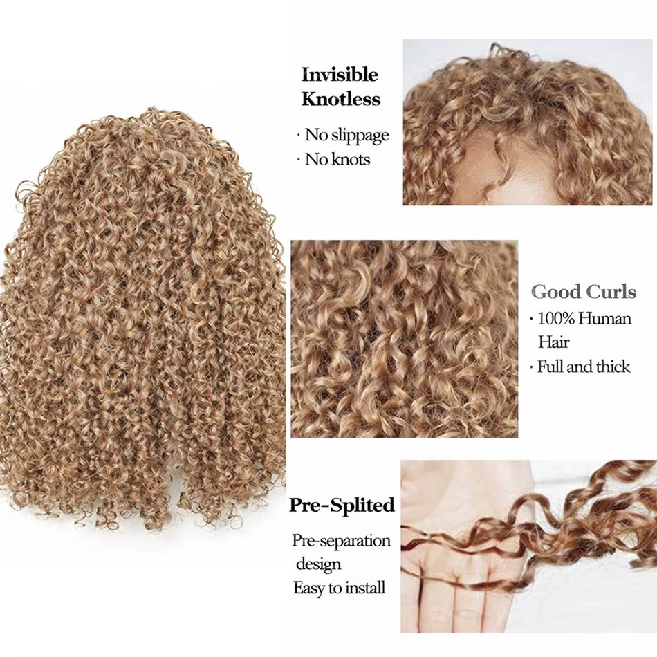 Miel Blonde réutilisable petites spirales bouclés Crochet cheveux sans noeuds pré-séparés crépus bou